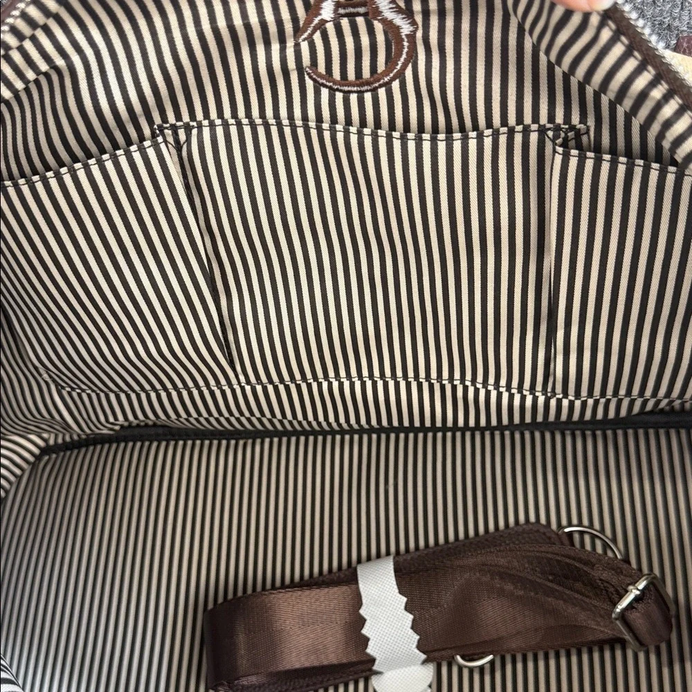 Brouk & Company Canvas Duffel with Brown Faux Leather Trim Shoulder Strap NEW